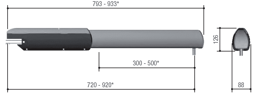 Габаритные размеры привода CAME ATI3000 в мм